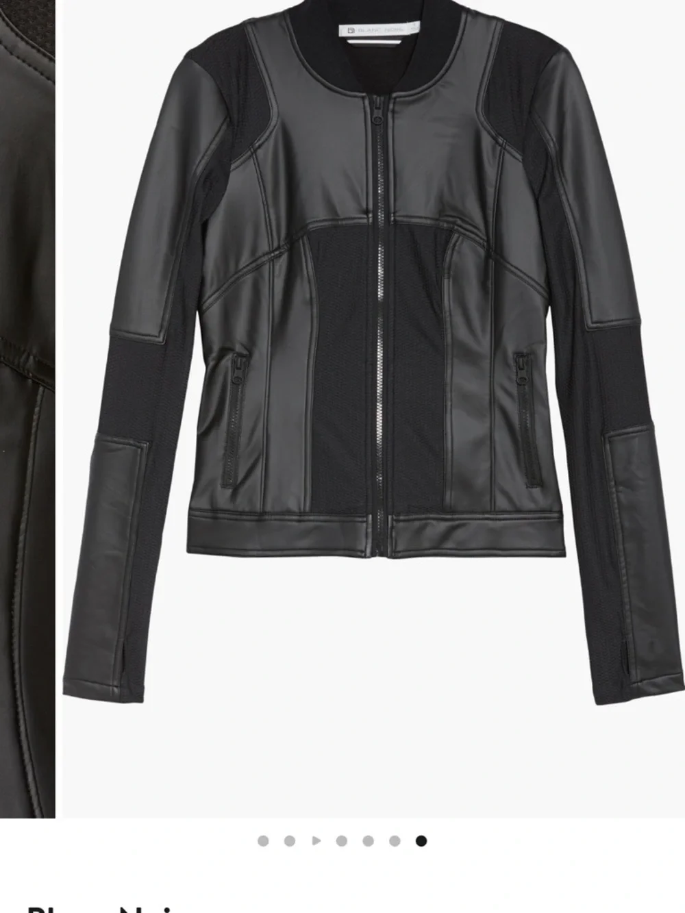 blanc noir Black Faux Leather Moto-Style Jacket - Picture 4 of 5